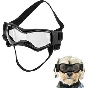 Small Breed Dog Sunglasses, Dog Goggles for Small Dogs Windproof Anti-Fog Dog Glasses Adjustable Dog Goggles for Pet Small Medium Dogs Outdoor Eye Protection (Black)