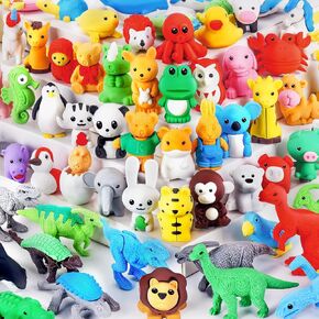 80Pcs Animal Erasers Kids Desk Pets Pencil Erasers 3D Puzzle Erasers Bulk Mini Animal Erasers Toys Fun Cute Eraser for Classroom Rewards, Game Prizes, Treasure Box, Easter Egg Fillers