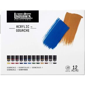 Liquitex 2003816 37-50 oz Acrylic Gouaches, Assorted Essential Color - Set of 12