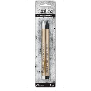 Tim Holtz Distress Watercolor Pencil 2/Pkg Picket Fence and Black Soot TDH83573, 1 Count (Pack of 1)