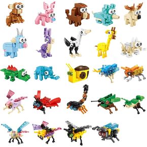 IAMGlobal 24 Packs Mini Animal Building Blocks Toy Set, Party Supplies Gifts, Animals Figures Stem Toys, Party Favor, Birthday, Carnival Prizes