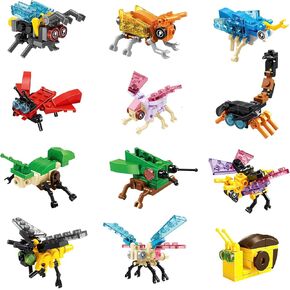 IAMGlobal 12 Packs Mini Animal Building Blocks Toy Set, Party Supplies Gifts Party Favor, 3 in 1 Animals Figures Stem Toys, Birthday, Carnival Prizes