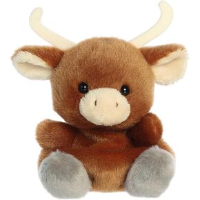 AURORA® ASODENS PALM PALS ™ LANDON LONGHORN ™ محشو بالحيوان - مسرحية بحجم الجيب - متعة قابلة للتحصيل - براون 5 بوصات
