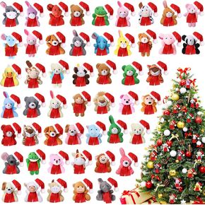 Skylety 50 Pcs Mini Stuffed Animals Bulk Cute Safari Jungle Small Plush Animals Toy Set Tiny Plush Keychain Decoration for Easter Party Favor Carnival Classroom Prizes(Cartoon Animals,Bright Color)