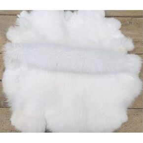 2pack Natural White Craft Grade Real Rabbit Fur Pelt Skin Pelt Hide Pelt with Sewing Quality Leather (White)