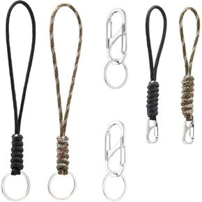 حلقة مفتاح معصم اليد ، حزام معصم منسوج يدويًا ، و 304 مقاطع مفاتيح Carabiner المزدوجة غير القابل للصدأ