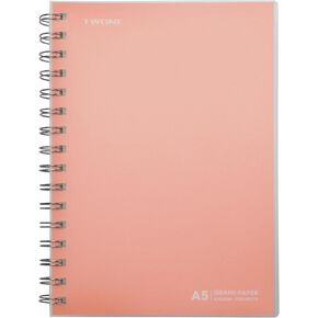 TWONE Small Graphing Notebook, Spiral Graph Notebook with 80 Sheets/160 Square Grid Paper, 5.5 x 8.25 Inches (1 Pack)