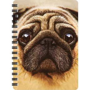 Jotter - Pug from Deluxebase. Lenticular 3D Dog 6x4 Spiral Notebook with plain recycled paper pages. Artwork licensed from renowned artist David Penfound