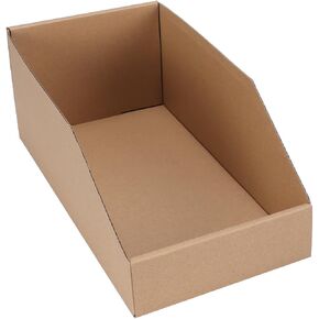 EXYGLO Cardboard Storage Bins 35 Pack, 12x4x4.5 Inch Cardboard Boxes, Corrugated Organizer Bins for Pantry, Shelves, Garage, Office, Shop, Brown