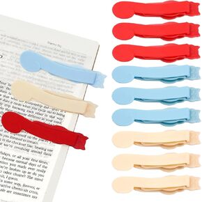 Automatic Book Mark 9 Pieces Automatic Bookmark Silicone Automatic Bookmark Automatic Bookmarks Silicone Bookmark Clip for Book Lovers Notebook (Lake Blue/Red/Pink)