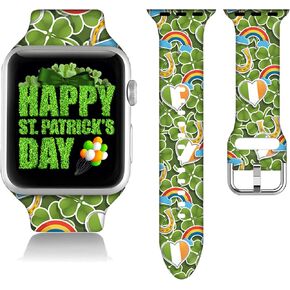 Compatible With Valentines Couple Apple Watch 38/40/41/42/44/45mm For Women Men,Soft Silicone St Patricks Gifts Easter Decorations Replacement Wristband Band For Iwatch Series 8 7 6 5 4 3 2 1 SE.