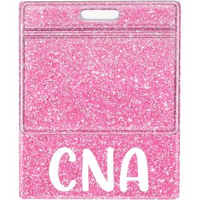 Plifal Oversized RN BSN Badge Buddy Card Holder - XL Bachelor of Science in Nursing Nurse Accessories Glitter Pink Horizontal ID Identification Tags for Hospital Student Medical Work
