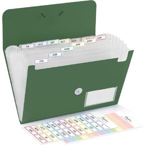 SKYDUE Expanding File Folder, Accordion File Organizer with 13 Pockets for A4/Letter Sized Paper, Accordion Folder with Labels - Document Receipt Organizer for Office, School, Home