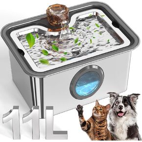 Large Dog Water Fountain Stainless Steel 3 Gallon Extra Big Pet Water Fountain for Large Dogs,Automatic Dog Water Bowl Dispenser Dog Drinking Fountains with Filter,Easy to Clean,Ultra-Quiet Pump