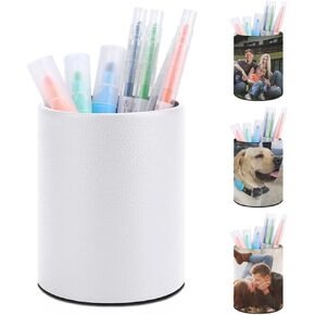 Custom Pen Holder Add Your Own Photo Text Logo Name Personalized Round Pen Cup for Desk Customized Pencil Organizer Gifts for Home Office School, No Custom