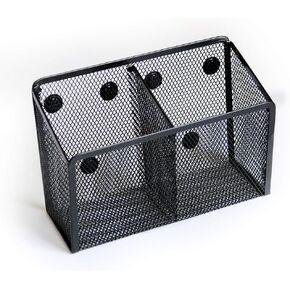 Black Metal Mesh Magnetic Office Supplies Pen Pencil and Marker Holder,Magnets Mesh Marker Holder Perfect for Whiteboard, Refrigerator and Locker Accessories