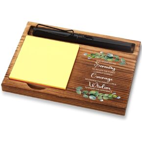 Office Baptism Gift for Leader, Christian Gift for Leader, Sobriety Gift for Leader, Serenity Prayer Gift for Leader, Wooden Sticky Note Holder With Inspirational Quotes,16.5 x 12 x 1.5 cm,XXN51