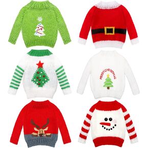 Chalyna 6 Pcs Christmas Doll Clothes Christmas Accessories Outfit Small Sweater Knitted Clothing Xmas Accessory Santa Clothing Accessories Clothes for Doll, Doll is Not Included(Cute)