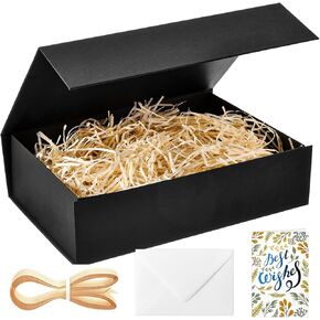 souloduce Large Champagne Gift Box with Magnetic Closure, Measuring 12 x 8.6 x 3.4 Inches for Birthday Presents - Box Includes Card, Envelope, Ribbon, and Shredded Paper Filler (1 Piece)