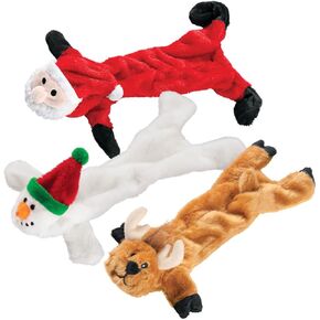 Fox Valley Traders Stuffing Free Christmas Dog Toys, Set of 3