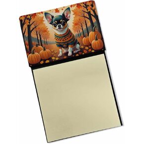 Caroline's Treasures Jack Russell Terrier Fall Sticky Note Holder Refillable Dispenser Self-Sticky Note Pads, Memo Pads Blank Desk Accessories
