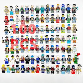100 Pcs Minfigures Toy for Kids, Mini City Action Doll Figures Movies Characters Policeman Fireman Minifig People Playset, Have Repeat Mystery Pack, Random Minifig