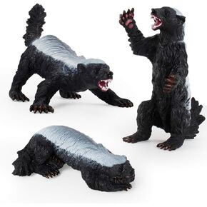 LC JoyCre 3-Piece Wild Badger Plastic Figurines - Honey Badger Toys Set Collection for Kids