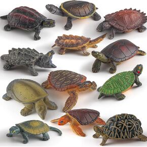 Fantarea Tortoise Wild Animal Model Figuredets 12 pcs واقعية تقطيع السلاحف العشب السلاحف مثل التماثيل السلاحف المائية حلي