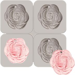 Geiserailie Silicone Wax Sachet Mold Rose Resin Wax Melt Keychain Molds with Hanging Holes for Jewelry Candle Handicraft DIY Aromatherapy Soap Ice Cube