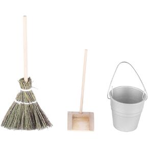 Dollhouse Broom,Dollhouse Bucket Dollhouse Dustpan Dollhouse Miniature Broom Dollhouse Cleaning Tool