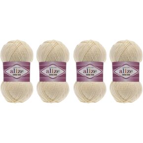 55% Cotton 45% Acrylic Yarn Alize Cotton Gold Thread Crochet Hand Knitting Art Lot of 4skn 400 gr 1444 yds (1-Cream)