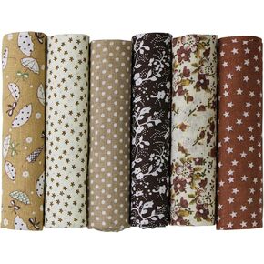 UOOOM 6pcs 50 x 50cm Patchwork Cotton Fabric DIY Handmade Sewing Quilting Fabric Different Designs (Tone-Brown)