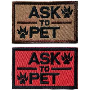 Antrix Set of 2 Dogs Patch Service Dog Ask to Pet Hook and Loop Embroidered Tactical Dog Animals Funny Patch Badge for Dog Pet Tactical K9 Harness Vest Collar Cats