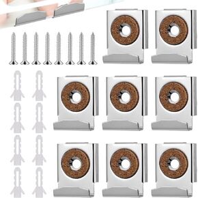 8pcs Mirror Hanger Clips Set Mirror Clips for Wall Mounting Metal Mirror Holder Clips, Unframed Mirror Hanging Kit, Mirror Hooks Heavy Duty Mirror Hangers Retainer Clips with Screws and Rawl Plugs