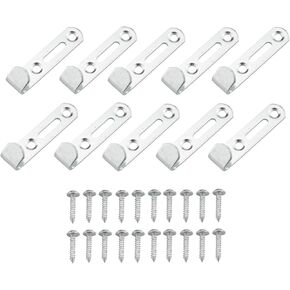 10Pcs 50 lb. Heavy Duty Hanging Rack Iron Hanging Rack Wall Mini J Hooks for Hanging Mirrors, Picture Frames, Photos, Artwork, Wall Decor, Keyhole Hanging Racks Silver Two Hole with Screws