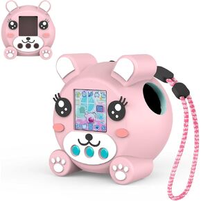 Cute Silicone Case for Punirunes Interactive Digital Pet, 3D Dog Pattern Protective Skin for Punirunes Virtual Pets Accessories with Lanyard - Yellow in Kuwait