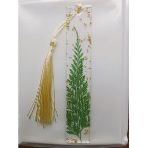 5.5x1 inch Flower Handmade Bookmark Resin Floral with Dried Flowers… (Green Leaf)