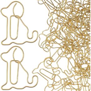 Puppy Shape Paper Clips - 50pcs Gold Cute Dog Paperclips Funny Metal Animal Bookmarks Planner Clips for Office Supplies School Wedding Decoration