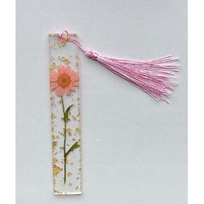 5.5x1 inch Daisy Pink Handmade Bookmark Resin Floral with Dried Flowers