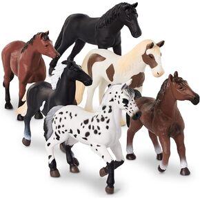 Terra by Battat – 6 Pcs 6" Horse Figurines – Horse Toy Set – Realistic Plastic Animal Figurines – Collectible Horse Gift for Kids 3+ – Party Decorations