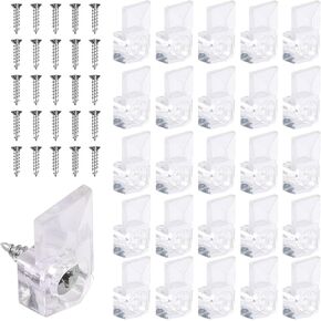 25Pcs Mirror Hangers for The Wall, Mirror Holder Clips, Clear Plastic Mirror Mounting Clips, Glass Retainer Clips Kit Crystal Mirror Hanging Hardware Frameless Kit for Wall and Fixed Mirror Box Door