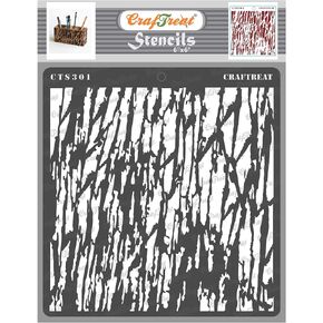 CrafTreat Reusable Wood Decor Stencils for Painting on Wood, Canvas, Paper, Fabric, Floor, Wall and Tile - Tree Bark - 6x6 Inches - DIY Art and Craft Stencils - Tree Bark Stencil