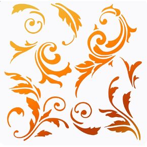 FINGERINSPIRE Acanthus Leaf Scroll Stencil 11.8x11.8 inch Floral Stencils Template Plastic Fancy Flourish Painting Stencil Large Reusable Flowers Leaves Stencils for Painting DIY Art and Craft
