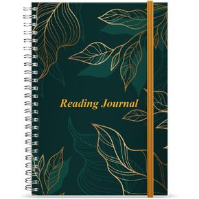 Getvow Reading Journal - Review and Track Your Reading Progress with 72 Book Reviews - Book Journal Reading Log Journal with Back Pocket, 5.8" x 8.3", Green Leaf