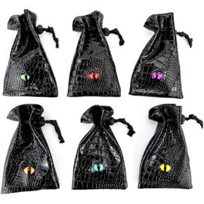 6 Pack Dice Bags with Eye Design Drawstring Pouch Storage Bag for Game Dices, Coins and Accessories