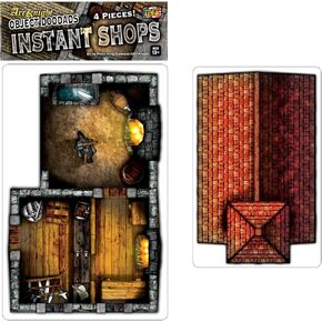 Instant Shops - 4pc Double-Sided Shop & Terrain Pieces for Starters & Masters Alike - Roleplaying Objects for Dungeons & Dragons - Immersive Map Accessories for DnD 5E, Pathfinder & Warhammer RPGs