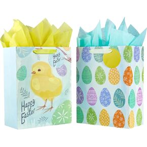 SUNCOLOR 2 Pack 13" Large Easter Gift Bags for Kids