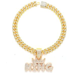 Gold King Pendant Gold Dog Collar - 14mm Width Cuban Link Dog Necklace, Fashionable Pet Collar for Small Dogs, Medium Dogs, and Cats, Lightweight Metal Jewelry Chain Dog Accessories Gold 8 inches