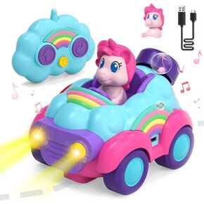 Lehoo Castle Toys for 3 Year Old Girl, Rechargeable Girl Remote Control Cars Ages 2-4, Unicorn Toys RC Cars for Toddlers with Lights & Music, Kids Toys Girls 3-5