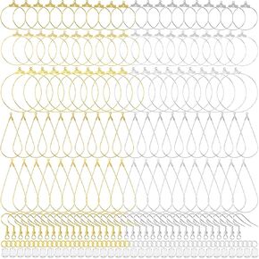 Isslly 700 PCS Earring Making Kit, Beading Hoop Jewelry Making Supplies, Teardrop Round Hoops, Open Jump, Earring Supplies for Jewelry Making (Silver and Gold)